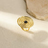 Wholesale Stainless Steel Pleated Geometric Glossy Ring With Sunflower Design And Electroplating
