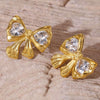 Wholesale 316L Stainless Steel Pleated Zircon Bow Geometric Women's Earrings Pvd Plated 18K Real Gold Light Luxury Style