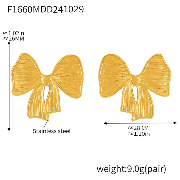 Wholesale Stainless Steel Pvd Electroplated Geometric Bow Tie Earrings For Women Color Resistant And Allergyfree Minimalist Style