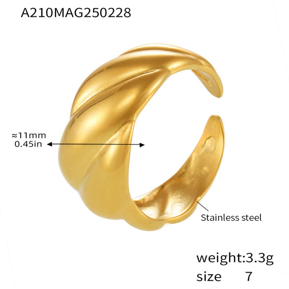Wholesale Stainless Steel Pvd Electroplated 18K True Gold Light Luxury Geometric Fashion Ring For Women