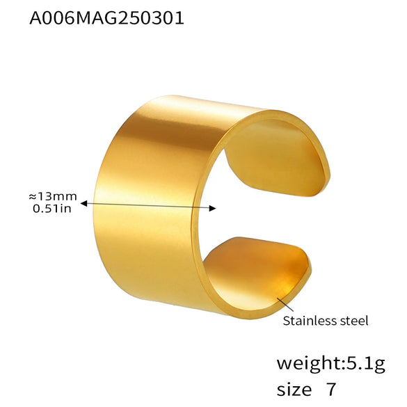 Wholesale Stainless Steel Pvd Electroplated 18K True Gold Light Luxury Geometric Fashion Ring For Women