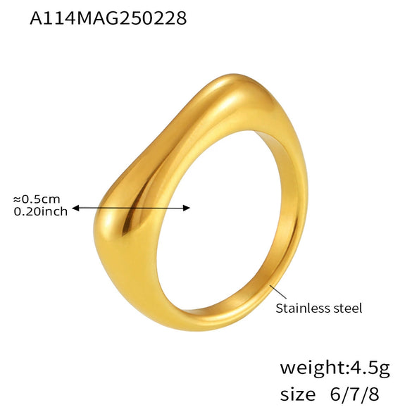 Wholesale Stainless Steel Pvd Electroplated 18K True Gold Light Luxury Geometric Fashion Ring For Women