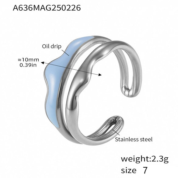 Wholesale Stainless Steel Pvd Electroplated 18K True Gold Light Luxury Geometric Fashion Ring For Women
