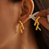 Wholesale Stainless Steel Pvd Gold Plated Irregular Niche Style Electroplated Earrings For Women