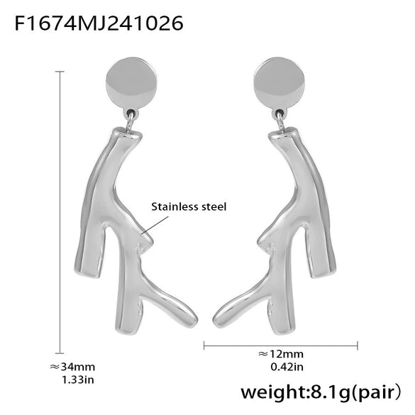 Wholesale Stainless Steel Pvd Gold Plated Irregular Niche Style Electroplated Earrings For Women