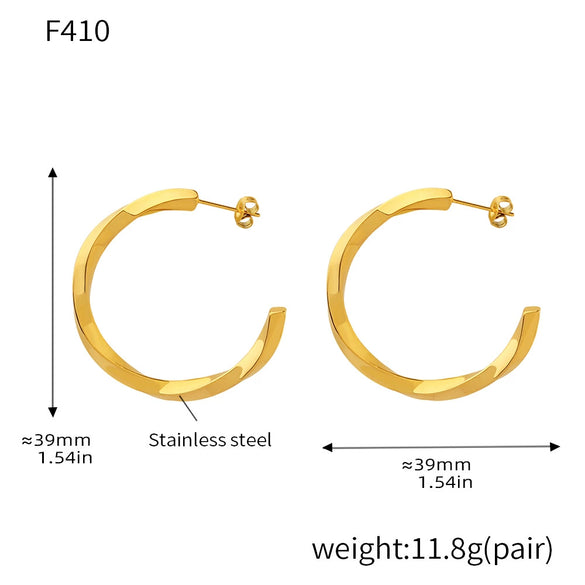 Wholesale Stainless Steel Pvd Plated C Shaped And U Shaped Geometric Circle Earrings For Women