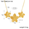 Wholesale 316L Stainless Steel Pvd Plated Jewelry Set With Golden Flower Design Ring Necklace Bracelet