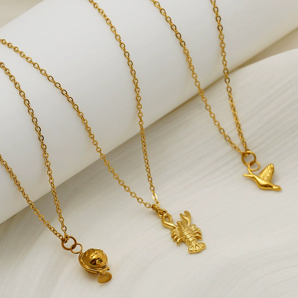 Wholesale Stainless Steel Real Gold Plated Cartoon Characters Pendant Hammer Cross Chain For Children Teenagers Women Adults Couples And Best Friends