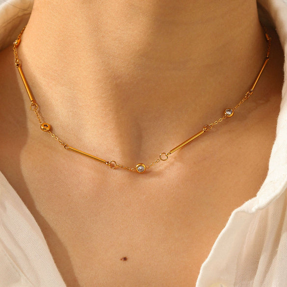 Wholesale Stainless Steel Real Gold Plated Geometric Necklace For Women