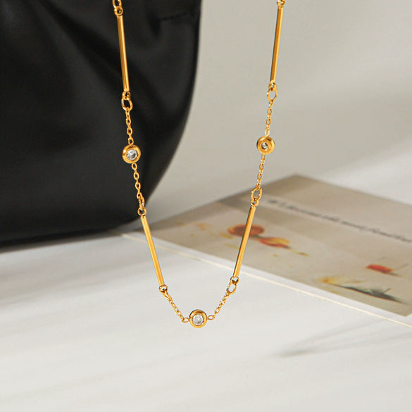 Wholesale Stainless Steel Real Gold Plated Geometric Necklace For Women