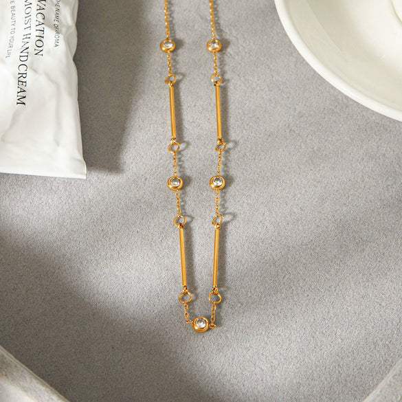 Wholesale Stainless Steel Real Gold Plated Geometric Necklace For Women