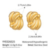 Wholesale Stainless Steel Real Gold Plated Geometric Striped Earrings For Women