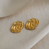 Wholesale Stainless Steel Real Gold Plated Geometric Striped Earrings For Women
