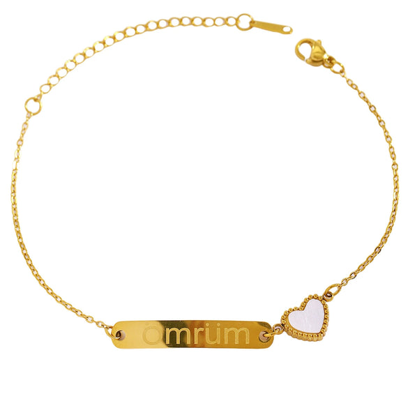 Wholesale Stainless Steel Real Gold Plated Heart Shape Letter Bracelet For Women And Unisex