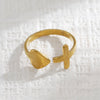 Wholesale Stainless Steel Real Gold Plated Minimalist Design Letter And Number Shape Women's Ring