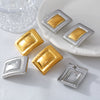 Wholesale 316L Stainless Steel Rectangular Geometric Pvd Gold Plated Earrings For Women