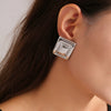 Wholesale 316L Stainless Steel Rectangular Geometric Pvd Gold Plated Earrings For Women
