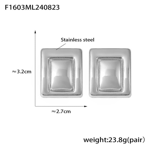 Wholesale 316L Stainless Steel Rectangular Geometric Pvd Gold Plated Earrings For Women