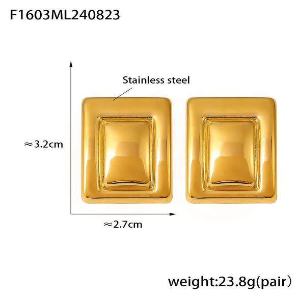 Wholesale 316L Stainless Steel Rectangular Geometric Pvd Gold Plated Earrings For Women