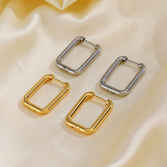 Wholesale Stainless Steel Rectangular Geometric Women's Earrings 18K Gold Plated