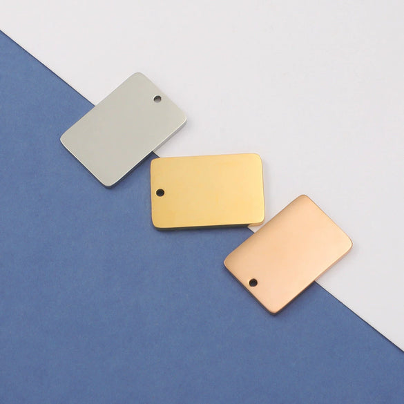 Wholesale Stainless Steel Rectangular Inner Hole Mirror Laser Pendant Jewelry Accessories