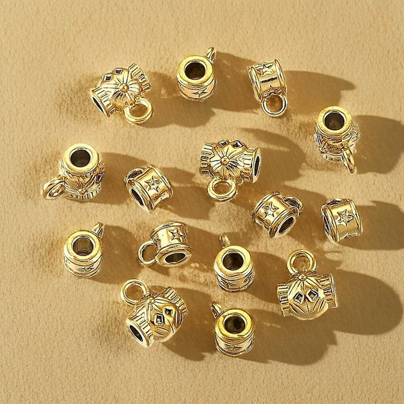 Wholesale Stainless Steel Retaining Beads For Necklace And Bracelet Large Hole Design Electroplating Process Retro Style Handmade