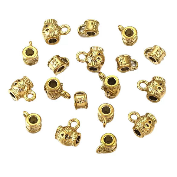 Wholesale Stainless Steel Retaining Beads For Necklace And Bracelet Large Hole Design Electroplating Process Retro Style Handmade