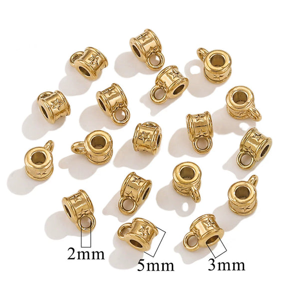 Wholesale Stainless Steel Retaining Beads For Necklace And Bracelet Large Hole Design Electroplating Process Retro Style Handmade