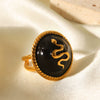 Wholesale Stainless Steel Retro Animal Snakeshaped Open Ring With Oil Dripping Design Hand Jewelry