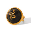 Wholesale Stainless Steel Retro Animal Snakeshaped Open Ring With Oil Dripping Design Hand Jewelry