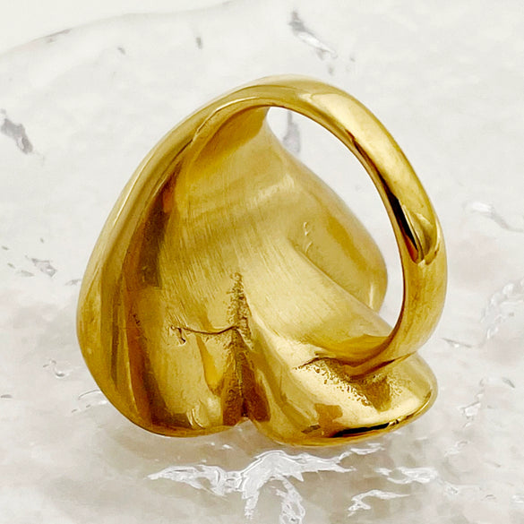 Wholesale Stainless Steel Retro Creative Trumpet Flower Ring With Electroplating For Women