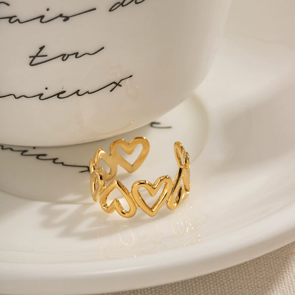 Wholesale Stainless Steel Retro Elegant Heart Ring Jewelry With Electroplating And Geometric Design