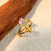Wholesale Stainless Steel Retro Exaggerated Geometric Heartshaped Ring With Electroplating Light Luxury Highend Jewelry