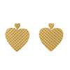 Wholesale Stainless Steel Retro Geometric Asymmetric Love Hollow Stitching Heart Shape Electroplating Women's Earrings