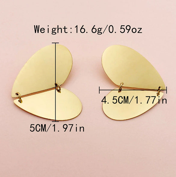 Wholesale Stainless Steel Retro Geometric Asymmetric Love Hollow Stitching Heart Shape Electroplating Women's Earrings