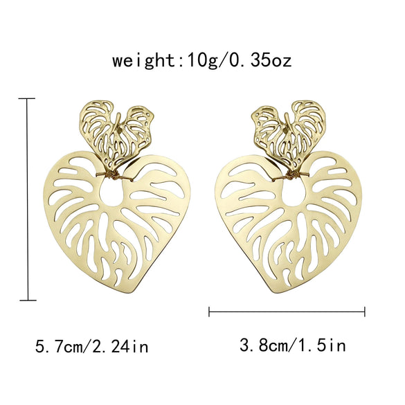 Wholesale Stainless Steel Retro Geometric Asymmetric Love Hollow Stitching Heart Shape Electroplating Women's Earrings