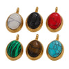 Wholesale Stainless Steel Retro Geometric Handmade Natural Stone Inlay Jewelry Pendant For Necklace And Bracelet