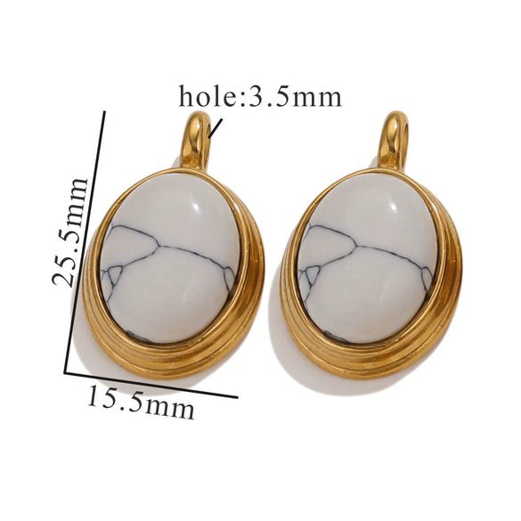 Wholesale Stainless Steel Retro Geometric Handmade Natural Stone Inlay Jewelry Pendant For Necklace And Bracelet