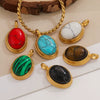 Wholesale Stainless Steel Retro Geometric Handmade Natural Stone Inlay Jewelry Pendant For Necklace And Bracelet