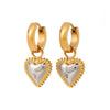 Wholesale Stainless Steel Retro Geometric Heart Pendant Earrings
