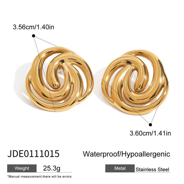 Wholesale Stainless Steel Retro Geometric Hollow Earrings With Electroplating For Women
