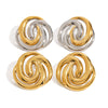 Wholesale Stainless Steel Retro Geometric Hollow Earrings With Electroplating For Women