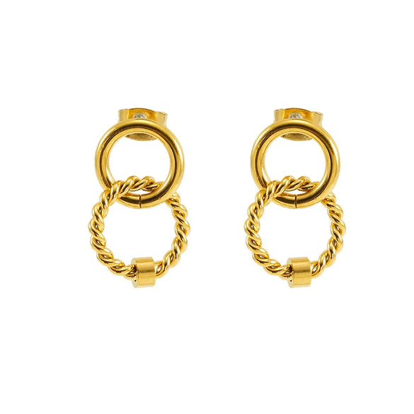 Wholesale Stainless Steel Retro Geometric Interlocking Women's Earrings With Electroplating