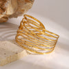 Wholesale Stainless Steel Retro Geometric Irregular Lines Hollow Bracelet With 18K Gold Electroplating For Women