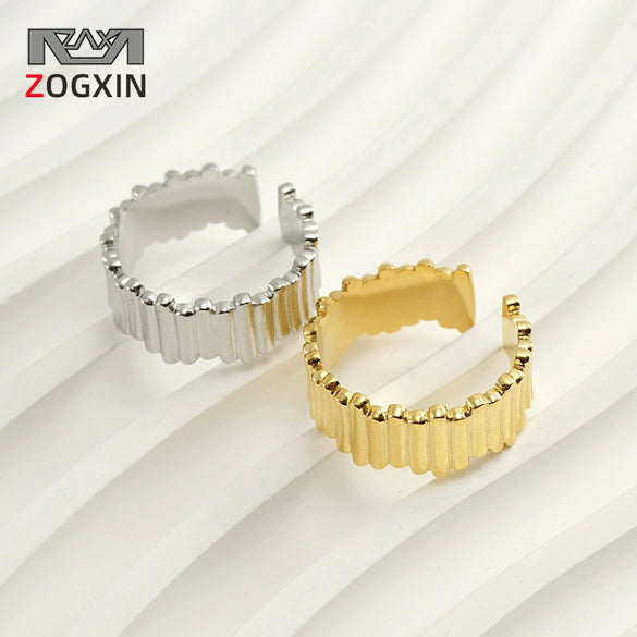 Wholesale 316L Stainless Steel Retro Geometric Irregular Ring Electroplated