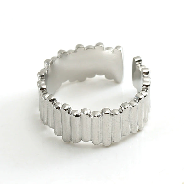 Wholesale 316L Stainless Steel Retro Geometric Irregular Ring Electroplated