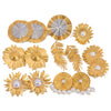 Wholesale Stainless Steel Retro Geometric Leaf Earrings Set For Women