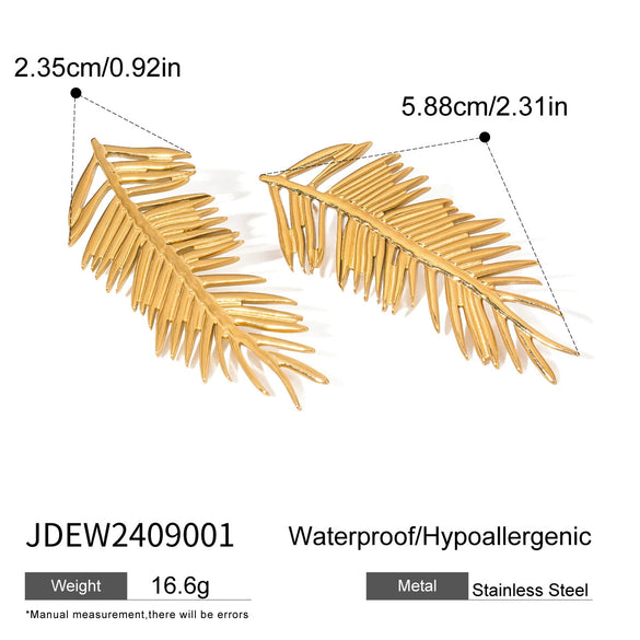 Wholesale Stainless Steel Retro Geometric Leaf Earrings Set For Women