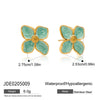 Wholesale Stainless Steel Retro Geometric Oil Drop Flower Earrings With Electroplating