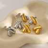 Wholesale Stainless Steel Retro Geometric Xshaped Earrings With Vacuum Plating For Women